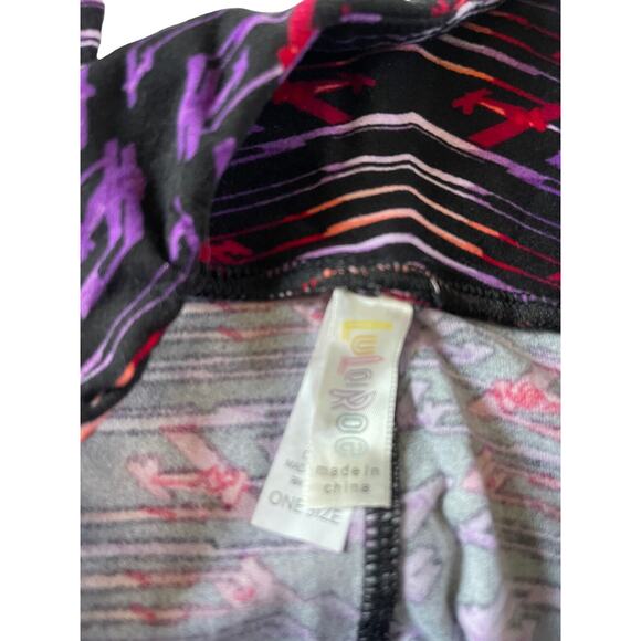 LULAROE One Size Airplanes Flight Purple Red Black Soft Leggings #348 - Picture 5 of 5